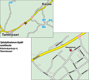 Raaseporin työnäytösalueen kartta
