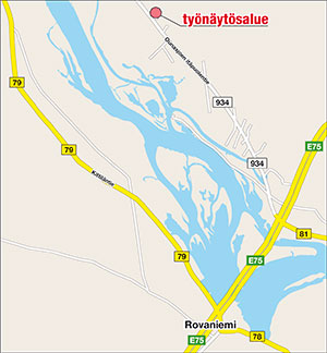 Rovaniemen työnäytöksen opaskartta