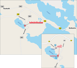 Sotkamon 901XC-näytöstyömaan opaskartta