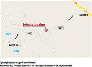 Tyrnävän työnäytösalueen kartta